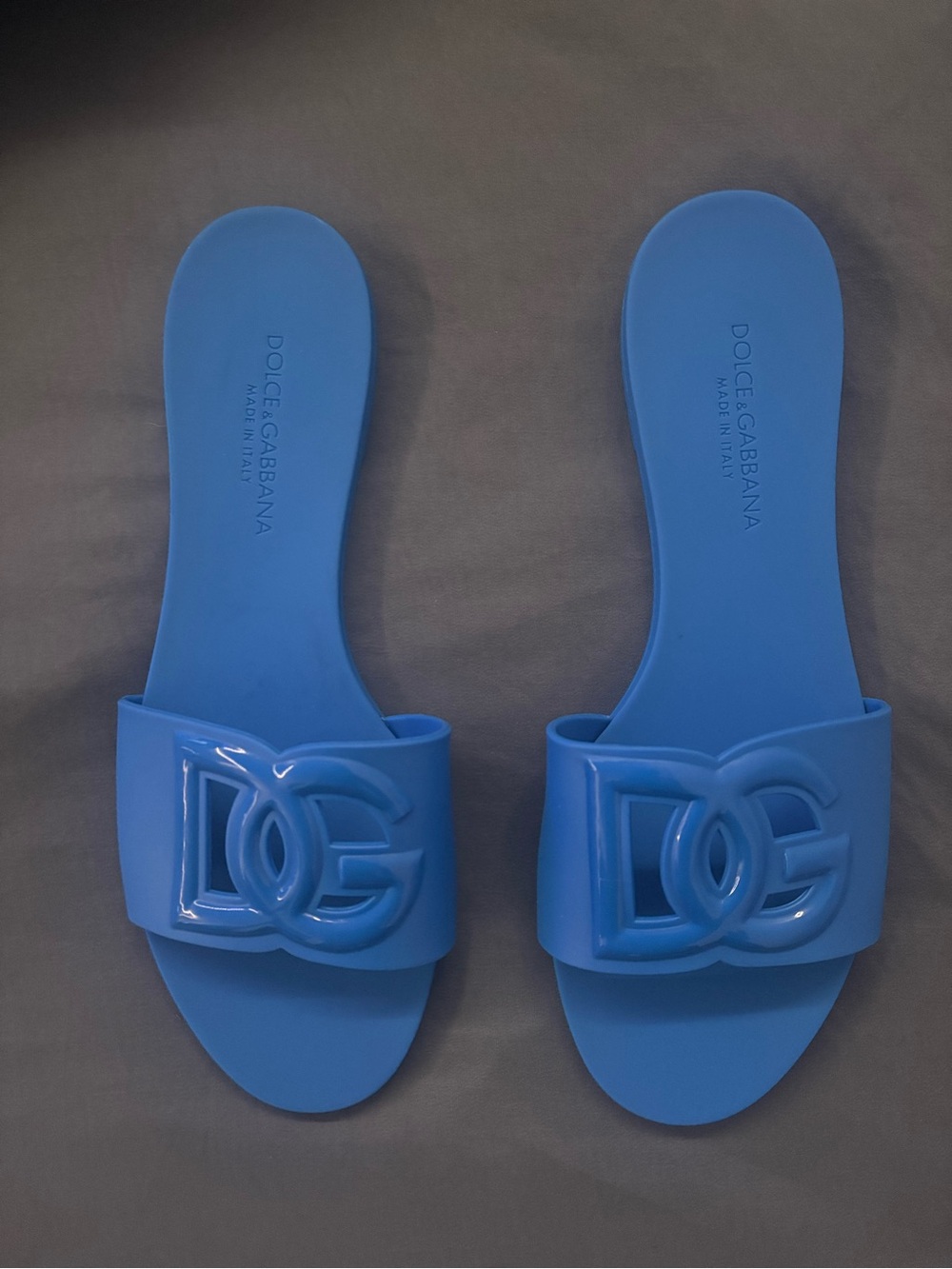 Dolce & Gabbana Blue DG Logo Slide Sandals